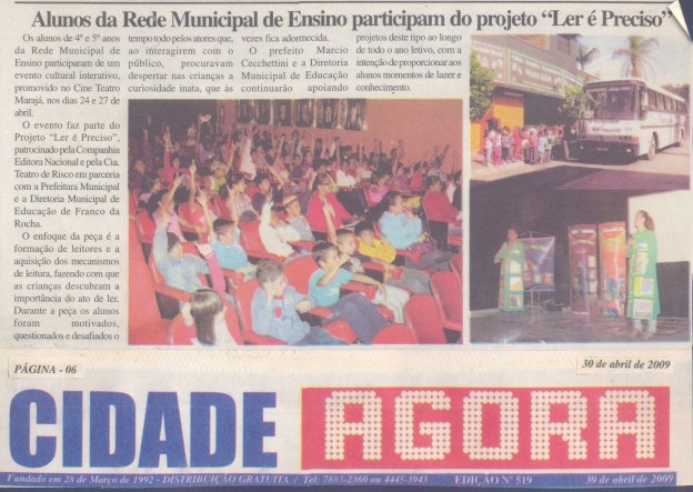 Rede Municipal de Ensino de Franco da Rocha assistiu espetáculos do projeto Ler é Preciso
